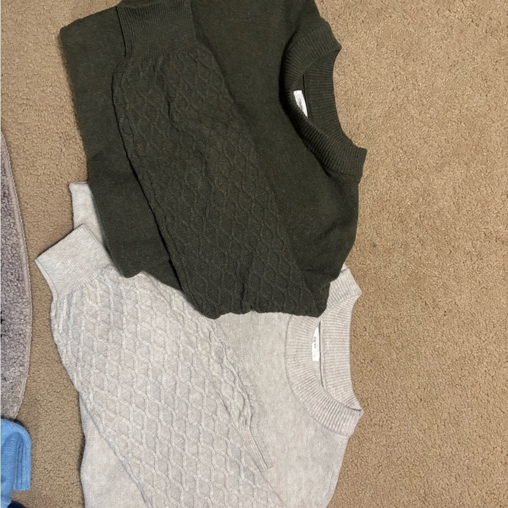 Maurices Olive Green and Light Gray Cable Knit Sweaters